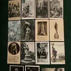 Jeanne d'Arc lot de 19 cartes postales anciennes patriotisme et iconographie