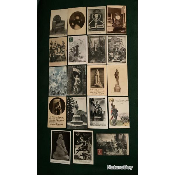 Jeanne d'Arc lot de 19 cartes postales anciennes patriotisme et iconographie