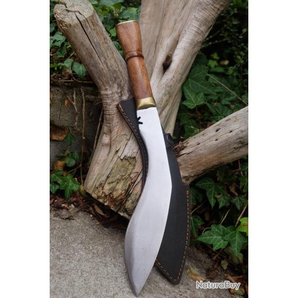 Couteau Kukri Gurkha N�pal KUKKRI Bushcraft Machette Lame Acier Carbone Etui Nylon Garde Laiton