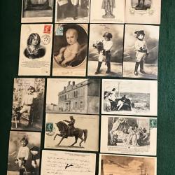 Napol&eacute;on 1 er - Lot de 22 cartes postales historiques noires et blanc.