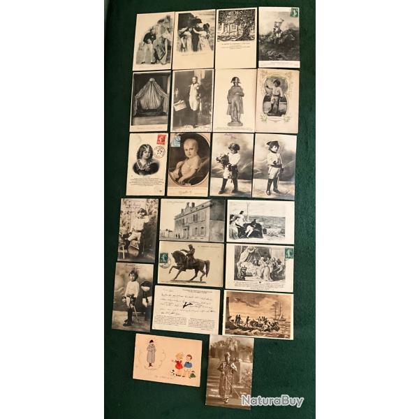 Napol�on 1 er - Lot de 22 cartes postales historiques noires et blanc.
