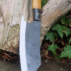 Couteau de Cuisine Style Japonais Lame Kiritsuke Acier Carbone 1075 Manche Bois Fab Artisanale