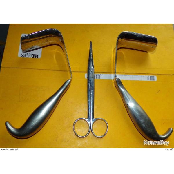 SERVICE DE SANTE : OUTIL MEDICAL LOT DE 2 ECARTEURS ET UNE PAIRE DE CISEAUX� POUR OPERATION�  ,ETAT