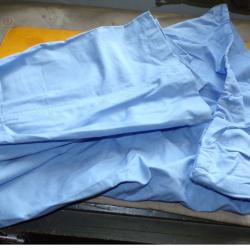 SERVICE DE SANTE : PANTALON BLEU DE PYJAMA POUR HOPITAL MILITAIRE , FERMETURE PAR UN CORDON , TAILLE