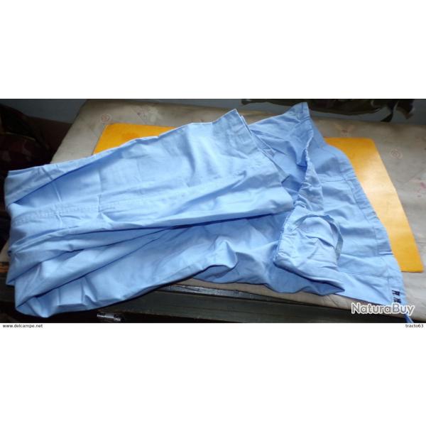 SERVICE DE SANTE : PANTALON BLEU DE PYJAMA POUR HOPITAL MILITAIRE , FERMETURE PAR UN CORDON , TAILLE