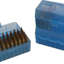 Boite de rangement MTM- MAGNUM - RLLD - Cal: 300WIN MAG/338LAPUA/ 375H&H - BLEU TRANSPARENT