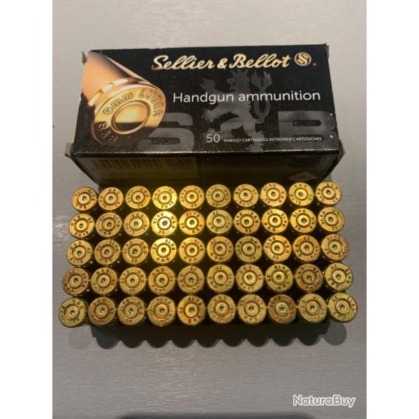 Boite de douiles neutralis�es 9mm Luger Sellier & Bellot