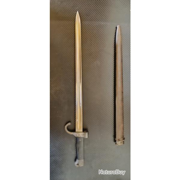 Ba�onnette fran�aise Mod�le 1892 Berthier - quillon long intact - avec fourreau