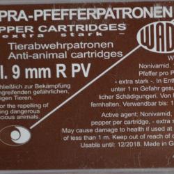 Cartouches 9Mm/380 Pv Supra Pepper Gaz X10