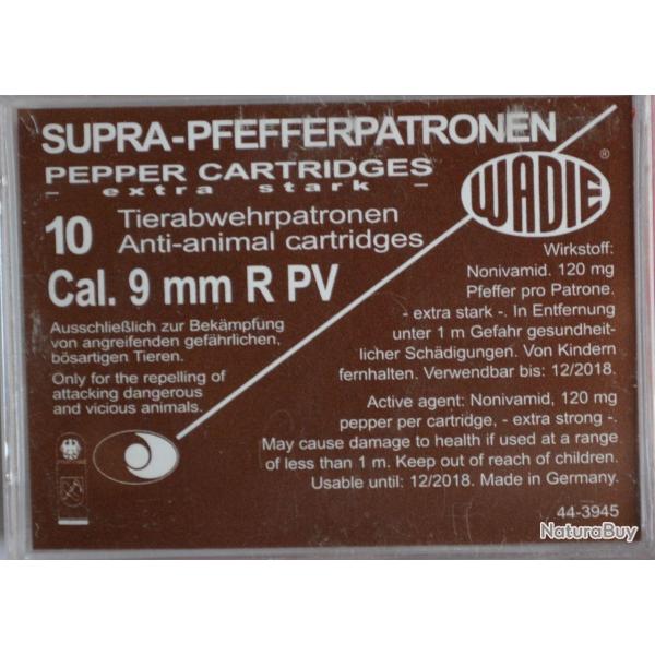 Cartouches 9Mm/380 Pv Supra Pepper Gaz X10