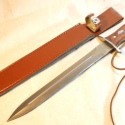 Grand couteau ou dague chasse KYN LIN avec sanglier sur la poign&eacute;e -  ref EBR24FAD003