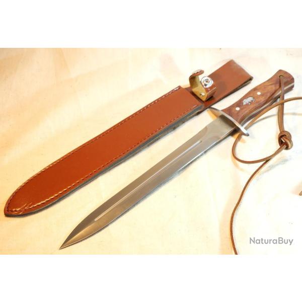 Grand couteau ou dague chasse KYN LIN avec sanglier sur la poign�e -  ref EBR24FAD003