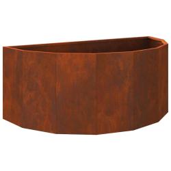Jardini&egrave;re demi-ronde moderne pour ext&eacute;rieur 90 x 45 x 35 cm design chic en acier rouill&eacute; 02_0052935