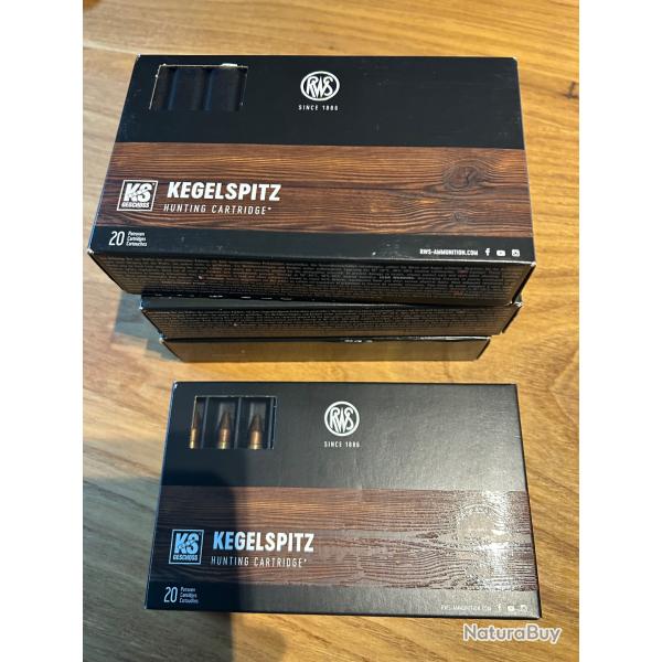 Vente de 3 bo�tes de balle calibre 7mm Rem.Mag., marque RWS, KS 10,5grs