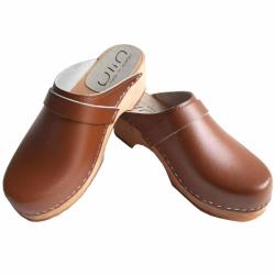 Sabots su&eacute;dois bois homme et femme cuir intemporel 39 SIENNE