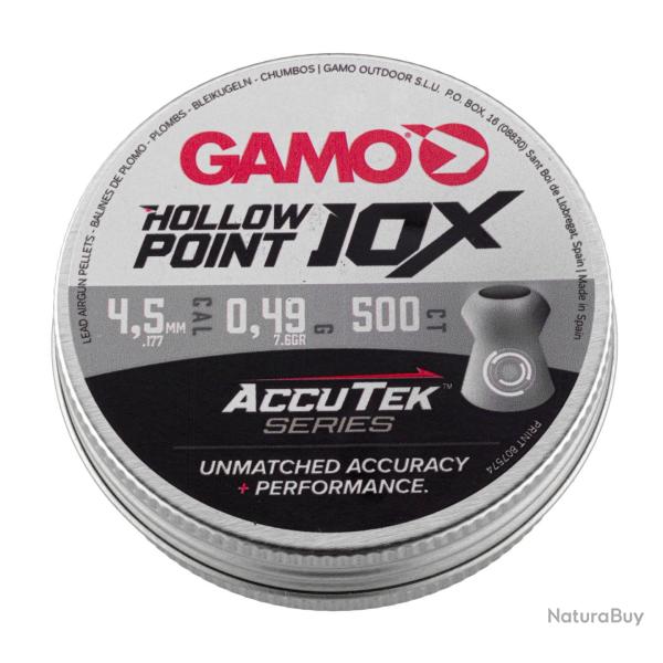 Boite de 500 plombs Gamo Hollow point 10x cal. 4.5mm