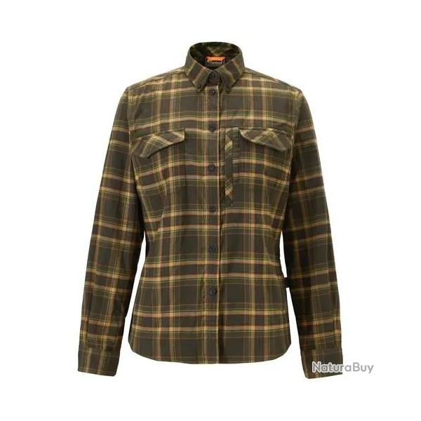 Chemise de Randonnee en Flanelle Abisko Femme Kaki - S