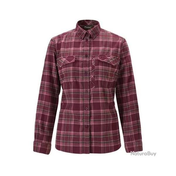 Chemise de Randonnee en Flanelle Abisko Femme Bordeaux - M