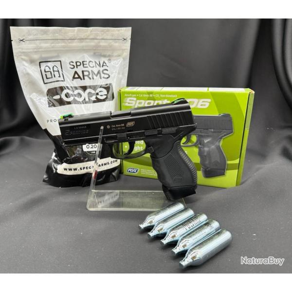 Pack Pr�t a Tirer PISTOLET 6MM SPORT 106 RESSORT NOIR - AIRSOFT