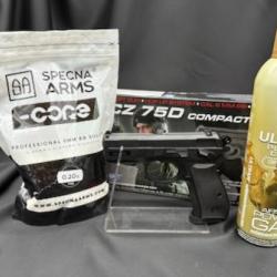 Pack Pr&ecirc;t a Tirer PISTOLET 6MM CZ 75D COMPACT GAZ "ASG"