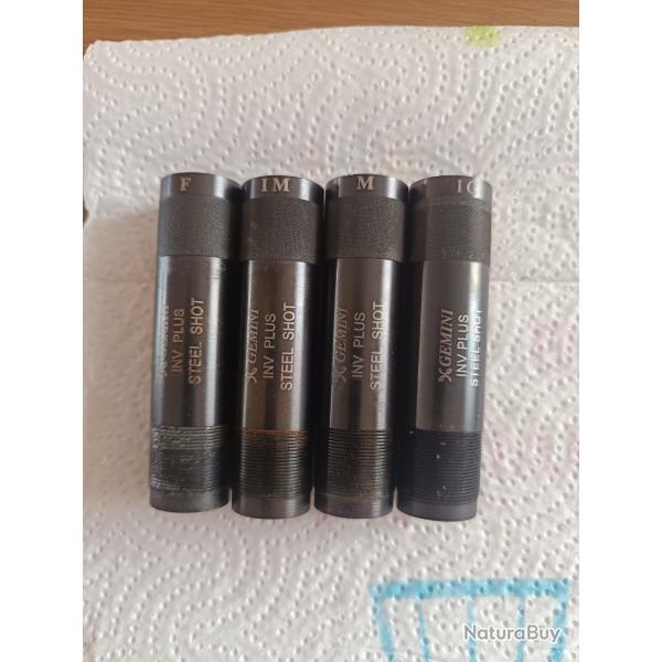 Lot de 4 Chokes Gemini+20mm pour Browning invector+ (F,IM,M,IC)