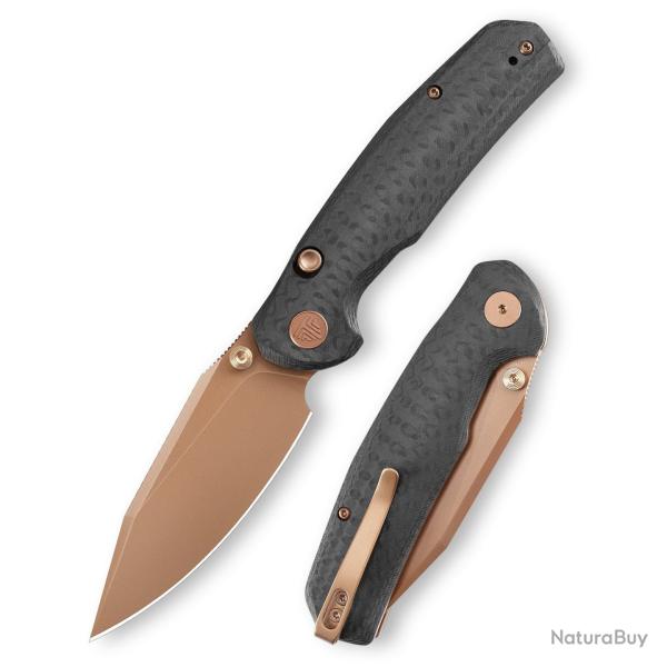 Couteau Trivisa Hornet Pro-CG Lame Acier 14C28N Manche Carbone G10 Button Liner Lock TVJM12CG14