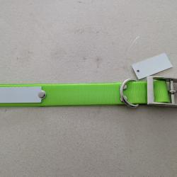 Collier chien vert fluo TPU 60x2.5cm vert avec plaque