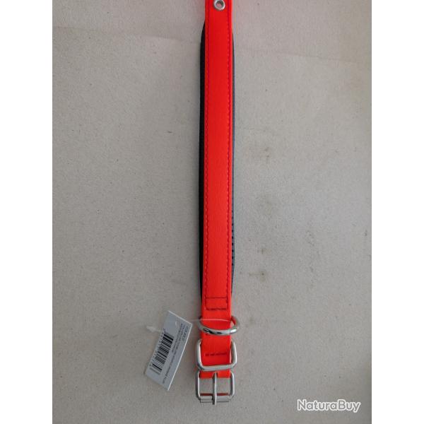 Collier luxe doublure souple orange fluo 40x2cm
