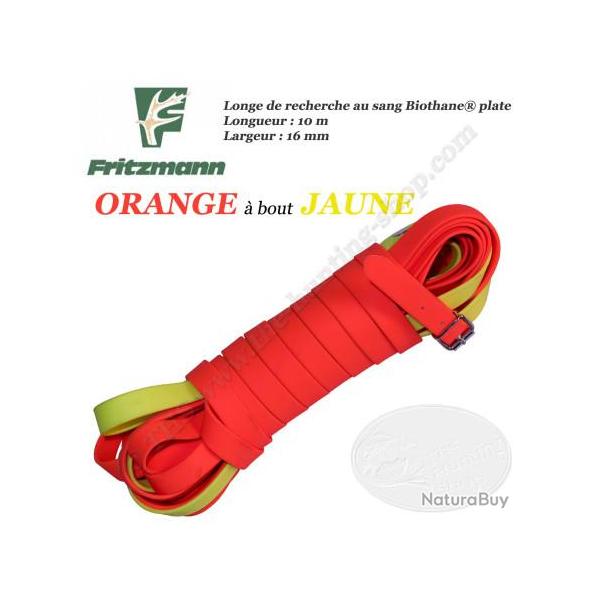 FRITZMANN Longe de recherche au sang Biothane PLATE Orange, Jaune ou Mixte 10 m�tres Mixte Orange / 