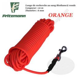 FRITZMANN Longe de recherche au sang Biothane RONDE Orange ou Jaune 10 m&egrave;tres Orange