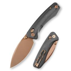 Couteau Trivisa Koala Plus-BM Lame Acier 14C28N Manche Micarta Or Crossbar Lock TVJM13BM14