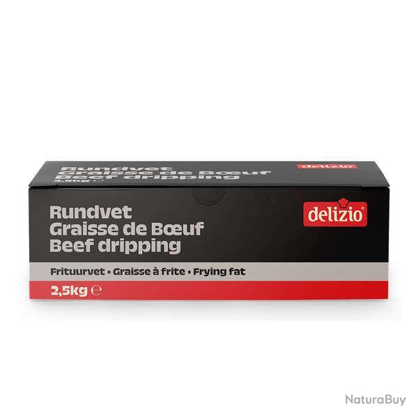 Graisse de boeuf Delizio pour fritures - Carton de 2.5kg - Etui de 2.5kg
