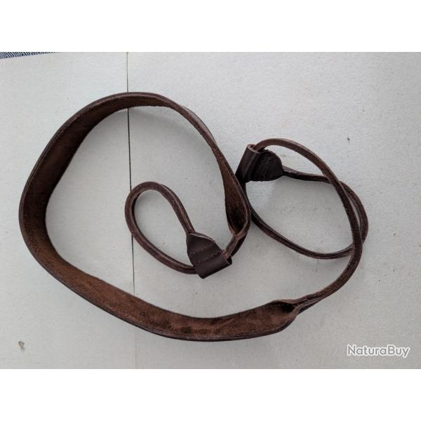 Bretelle double lasso cousue cuir fleur