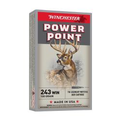 Cartouches WINCHESTER 243 Win POWER-POINT 100grs - Boite de 20 unit&eacute;s