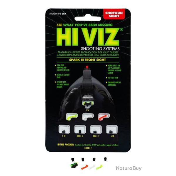 Guidon HI VIZ Spark III Font Sight � visser avec fibres interchangeable