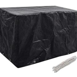 Housse salon jardin poly&eacute;thyl&egrave;ne noir 140x70x90 cm r&eacute;sistante UV avec oeillets