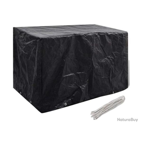 Housse salon jardin poly�thyl�ne noir 140x70x90 cm r�sistante UV avec oeillets