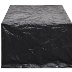 Housse salon jardin poly&eacute;thyl&egrave;ne noir 180x140x90 cm r&eacute;sistante UV avec oeillets