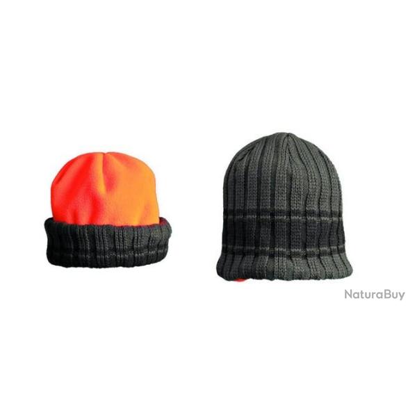 Bonnet polaire reversible vert/orange fluo