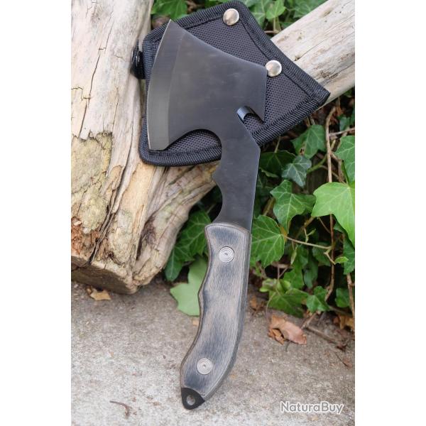 Hache Tomahawk Survivalisme Axe Survie Treck Amazonie Extraction Acier 3Cr13 Manche Bois Etui Nylon