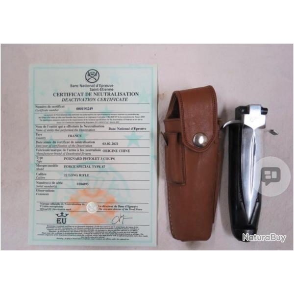 Poignard couteau  pistolet de forces sp�ciales commando neutralis� avec pv st �tienne