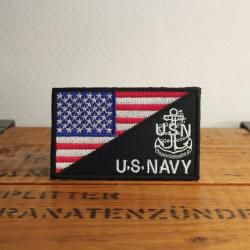 &Eacute;cusson brod&eacute; U.S. Navy & Drapeau US  Mod&egrave;le Ancre Marine USN