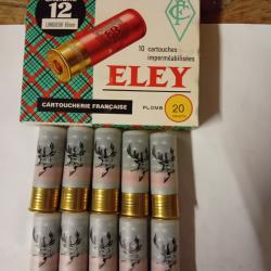 Belle bo&icirc;te et cartouches anciennes cal 12 ELEY chevrotines  douilles plastiques