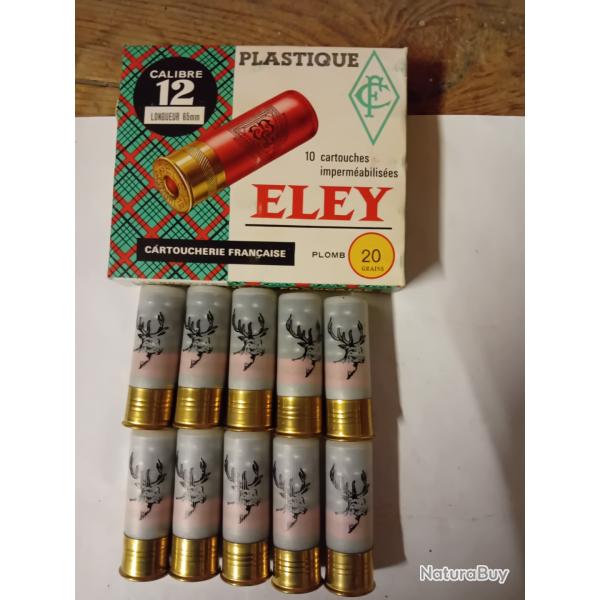Belle bo�te et cartouches anciennes cal 12 ELEY chevrotines  douilles plastiques