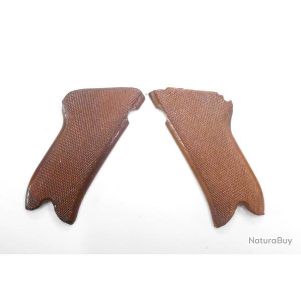 Paire de plaquettes bois quadrill�es avec bordure pour Luger suisse 1906/24