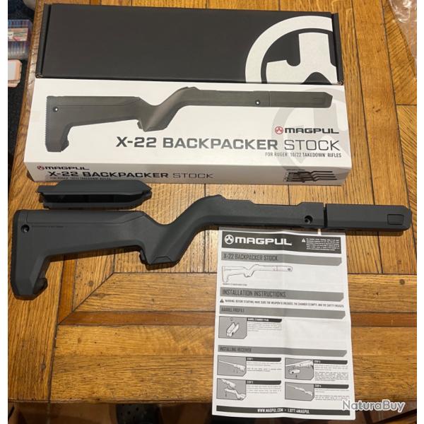 Crosse Magpul X-22 Backpacker GRISE pour Ruger 10/22 Takedown.