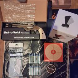 Pack pr&ecirc;t &agrave; tirer REVOLVER "SCHOFIELD 6" - IVORY FULL METAL - Cal. 4.5 PLOMBS - CO2
