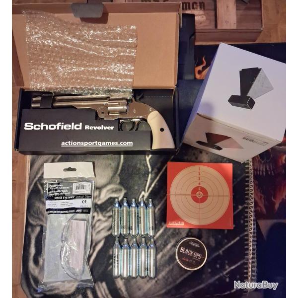 Pack pr�t � tirer REVOLVER "SCHOFIELD 6" - IVORY FULL METAL - Cal. 4.5 PLOMBS - CO2