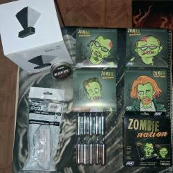 Pack tir plombs cal.4.5 - 20 capsules co2 12g + porte cible + cibles zombi + lunette de protection