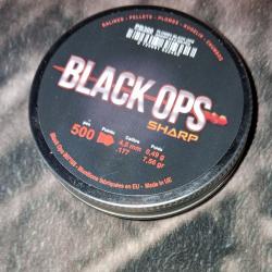 Pack plombs Black Ops Sharp &agrave; t&ecirc;te pointue - Cal. 4.5 + 10 capsules Co2 12g + 25 cible 14x14